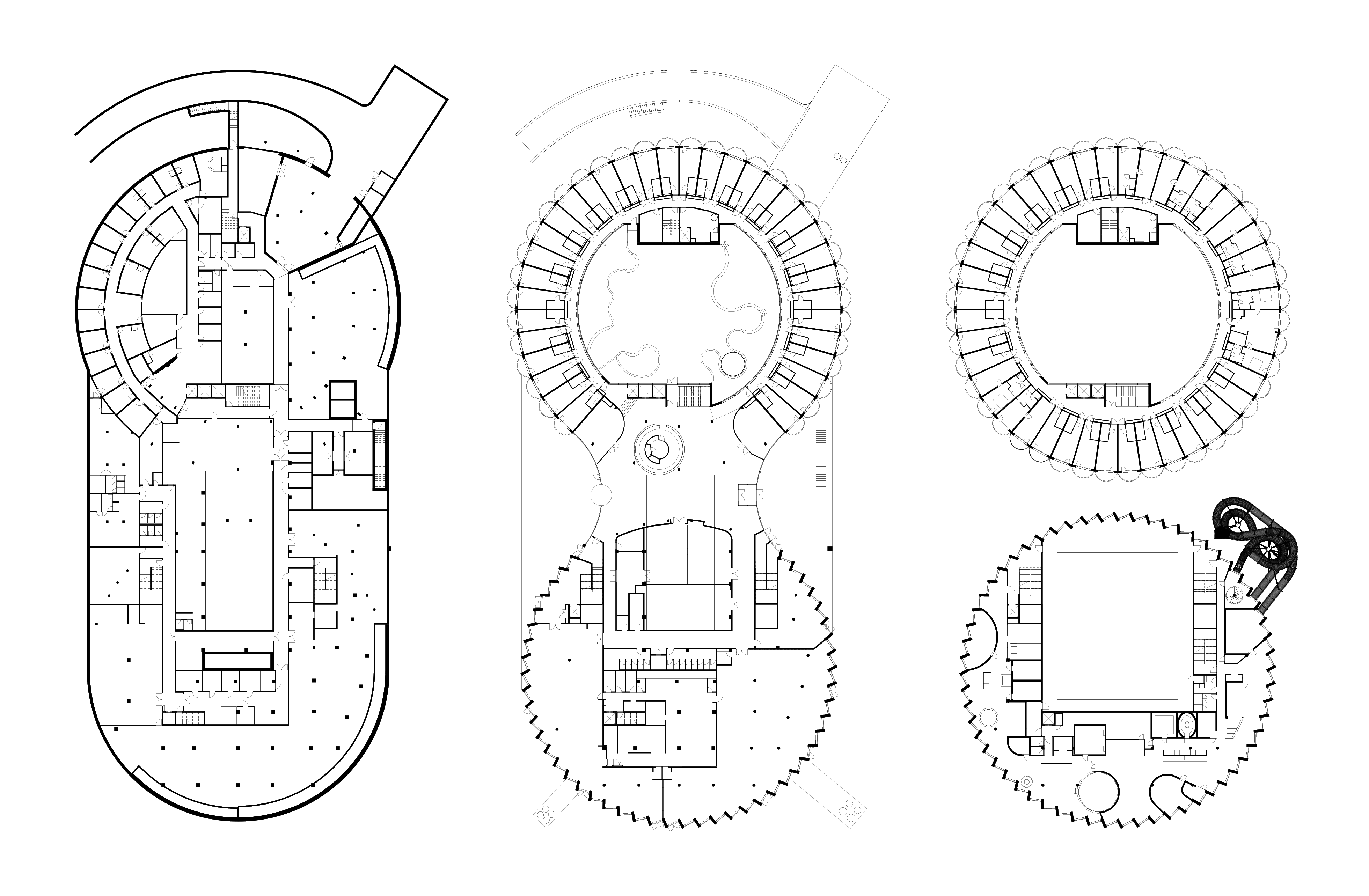 Ground, First and Second floor plans
