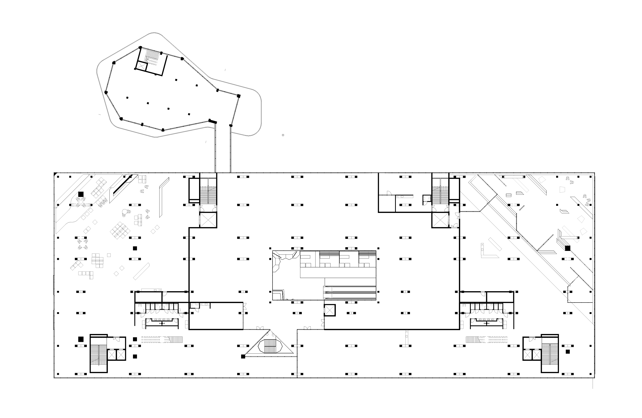Apartment building first, fifth and sixth floor plan