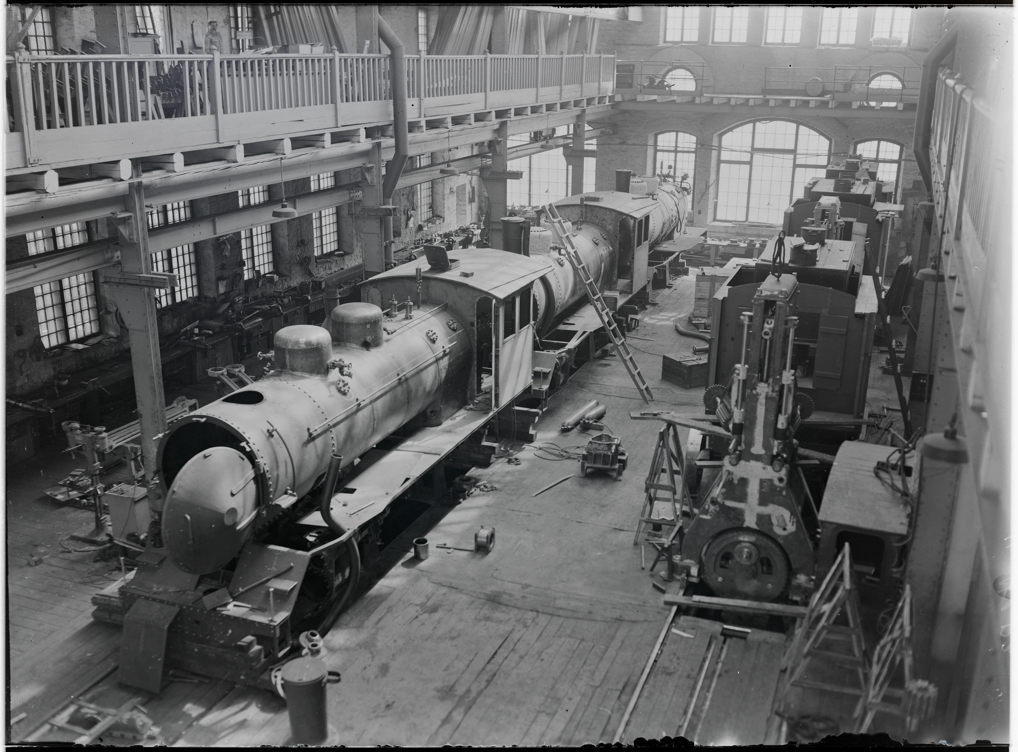 Historic moment from the same building. Train repair