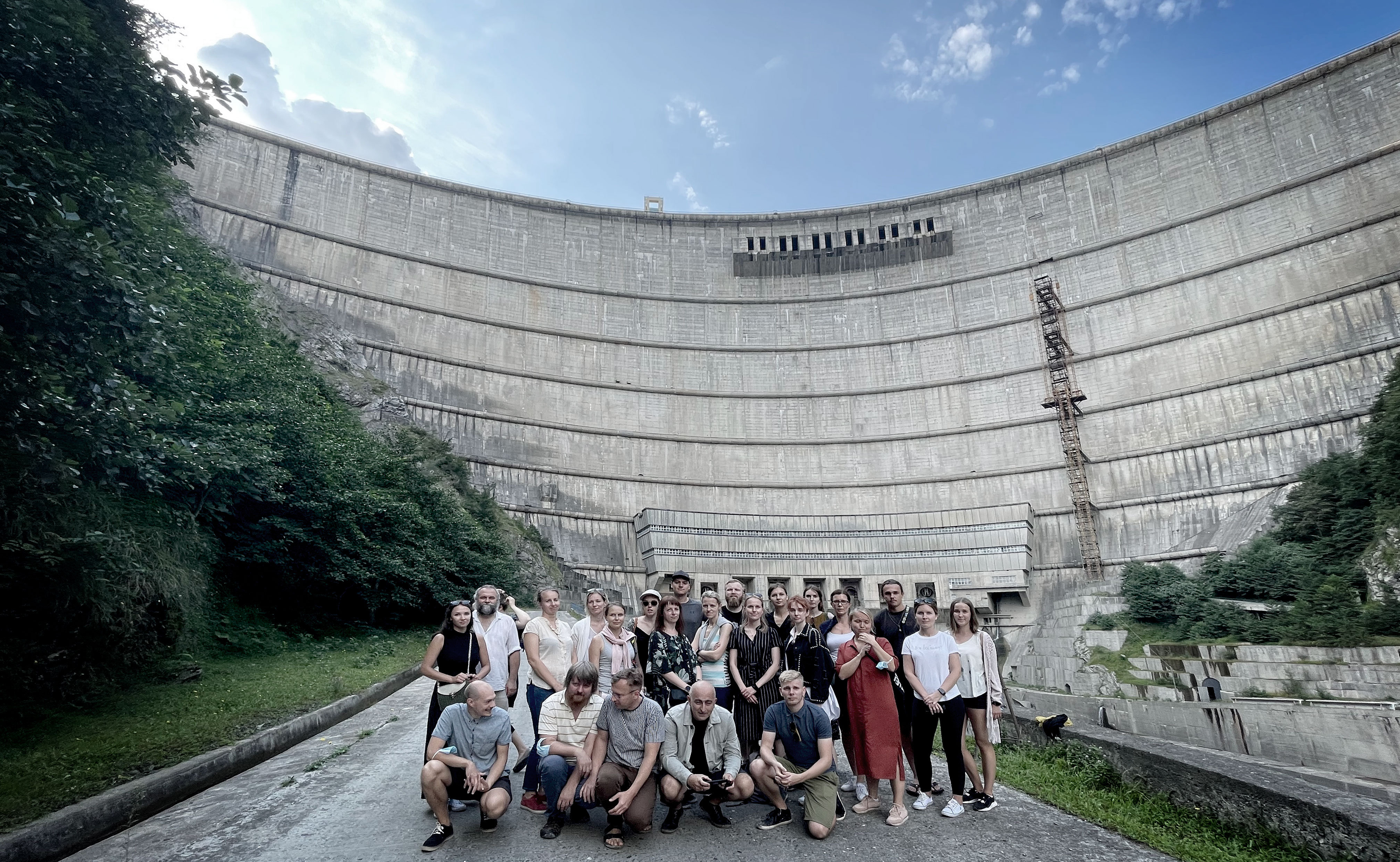 KOKO architects in front of Enguri Dam, Georgia. The site of Science Center and other Enguri Attractions project