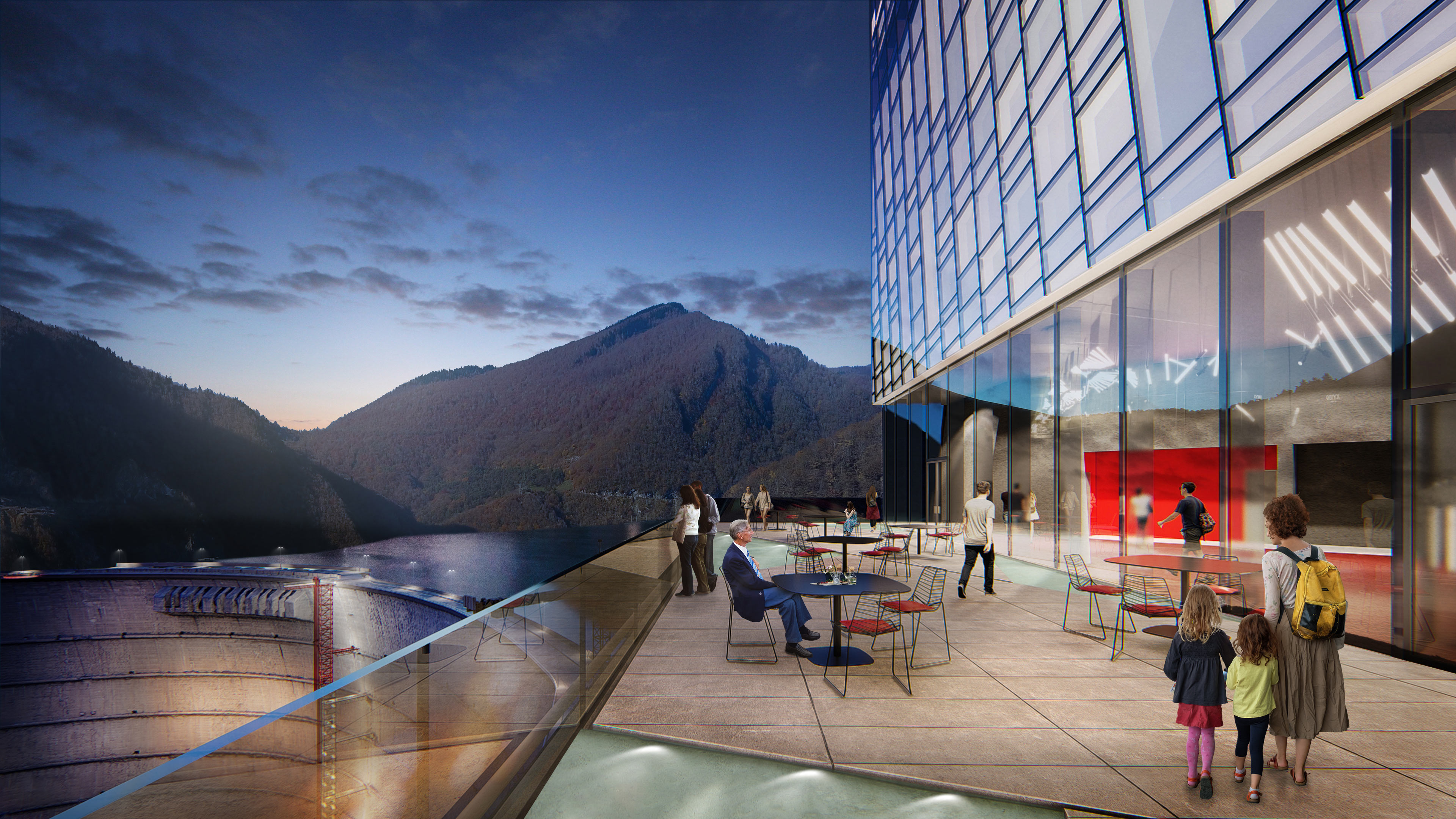 Restaurant terrace with view to the dam