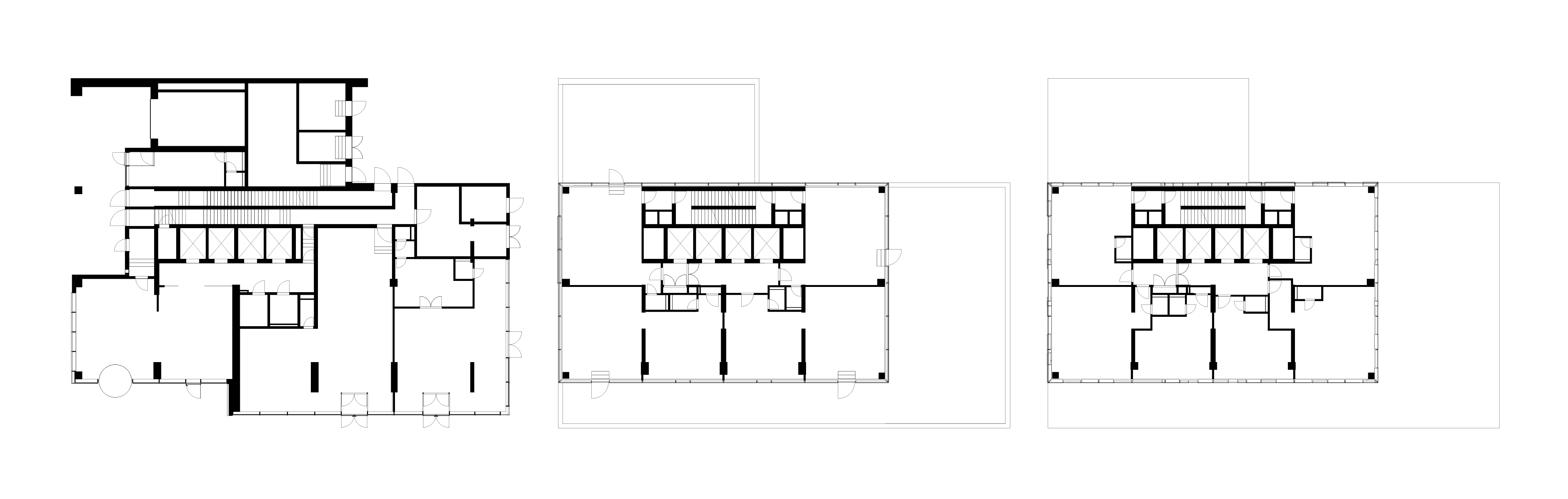 Ground, fifth and tenth floor plan