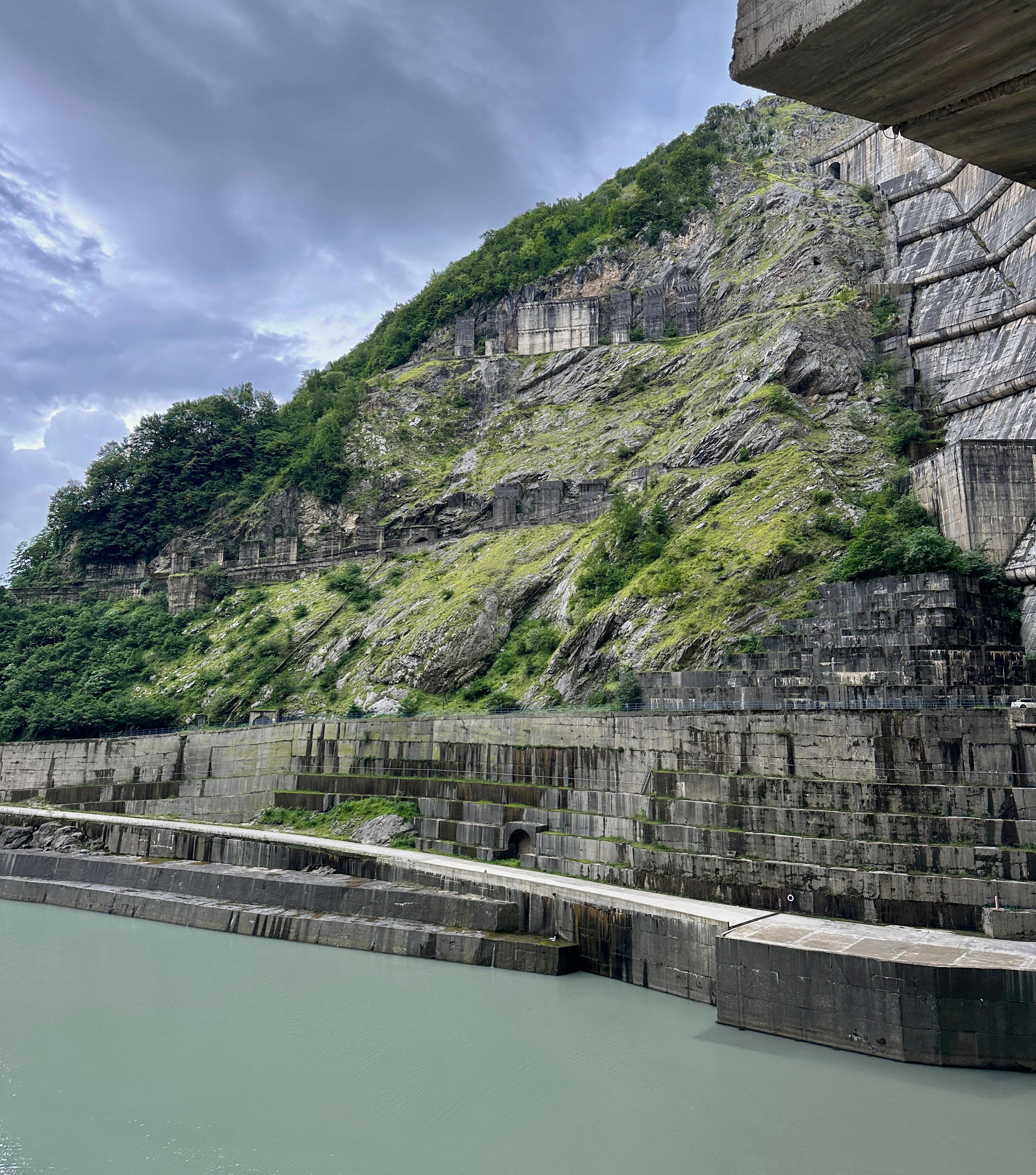 Dam side construction, each step is 4m high