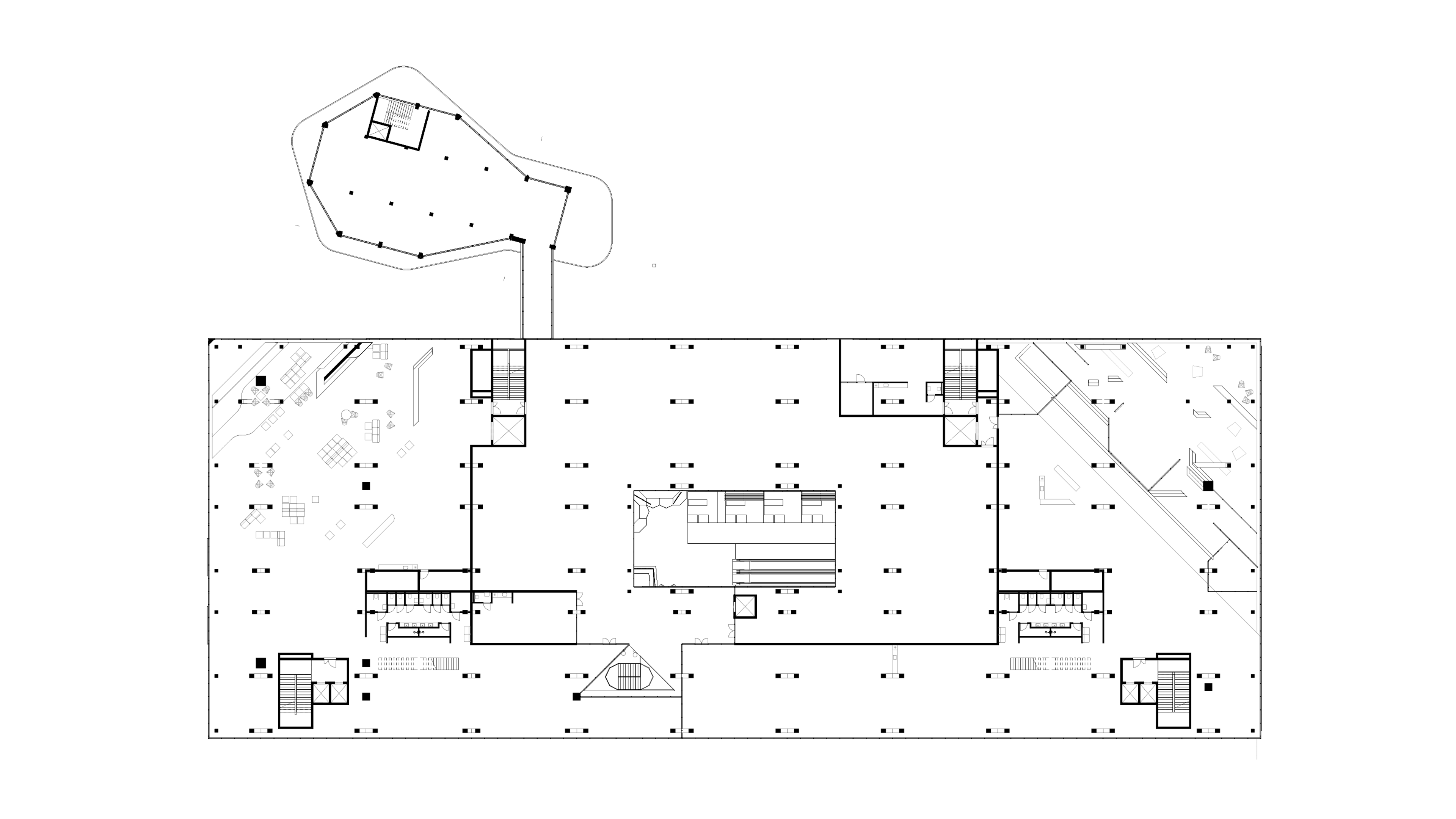 Apartment building first, fifth and sixth floor plan
