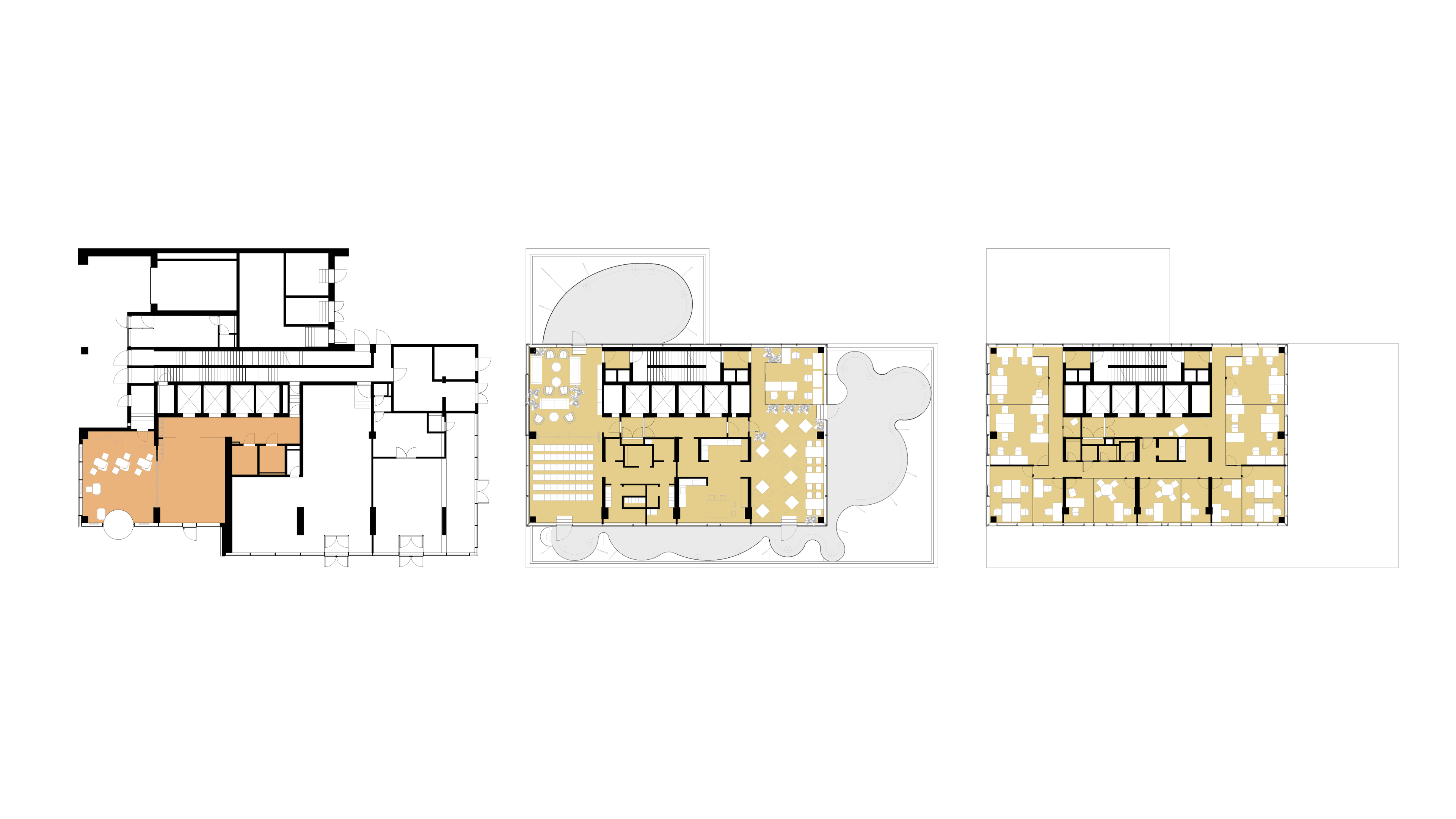 Ground, fifth and tenth floor plan