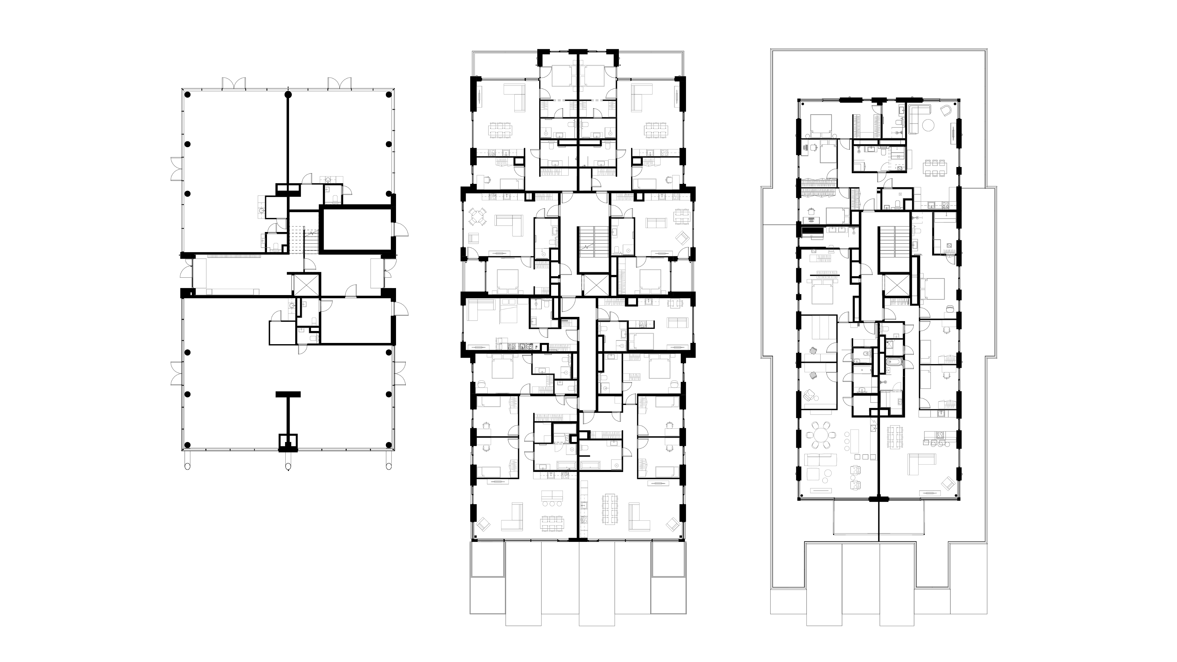 Ground, fourth and fifth floor plan