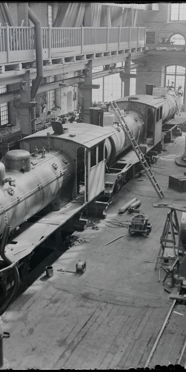 Historic moment from the same building. Train repair