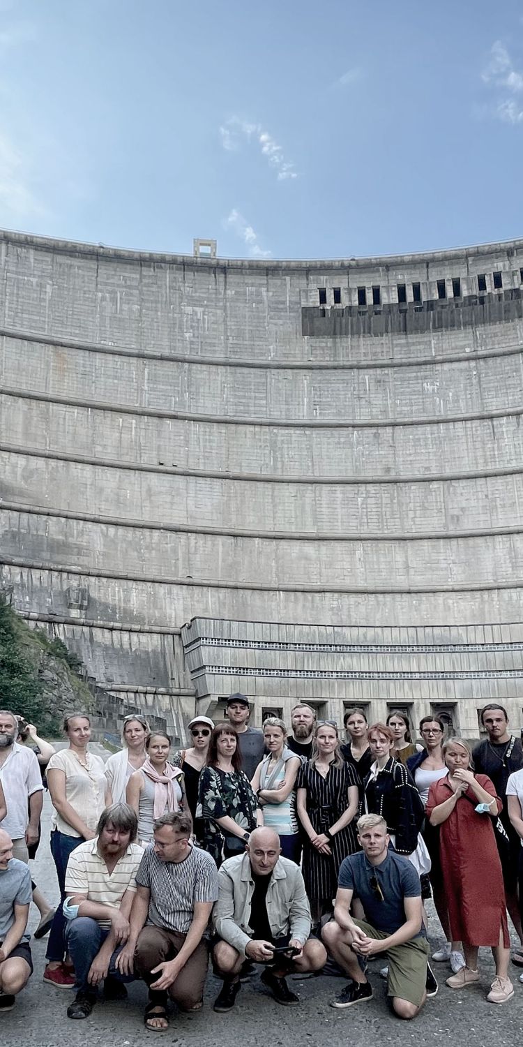 KOKO architects in front of Enguri Dam, Georgia. The site of Science Center and other Enguri Attractions project