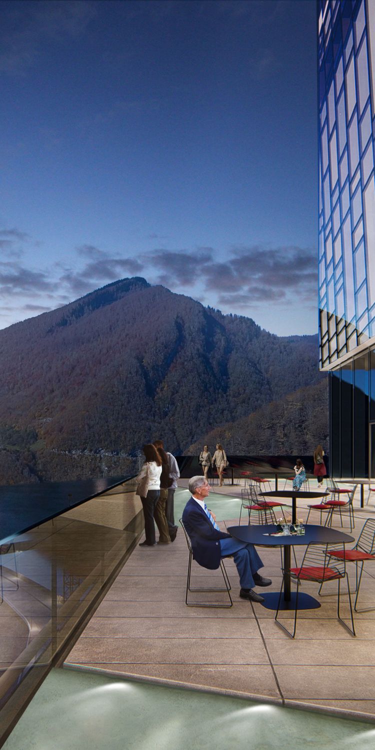 Restaurant terrace with view to the dam